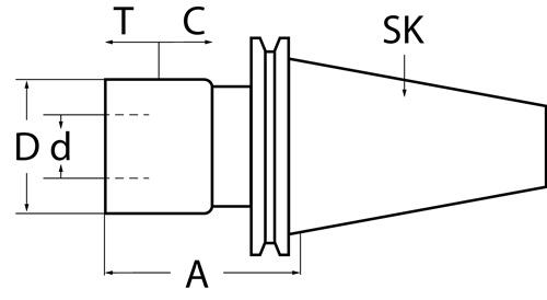 TECWERK Gewindeschneidfutter DIN 69871A M5-M22 SK50 A.-L.97mm TECWERK
