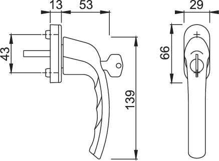 HOPPE® Fenstergriff absperrbar Tôkyô 0710S/U26 100NM, ohne Schrauben, Aluminium, 1827894