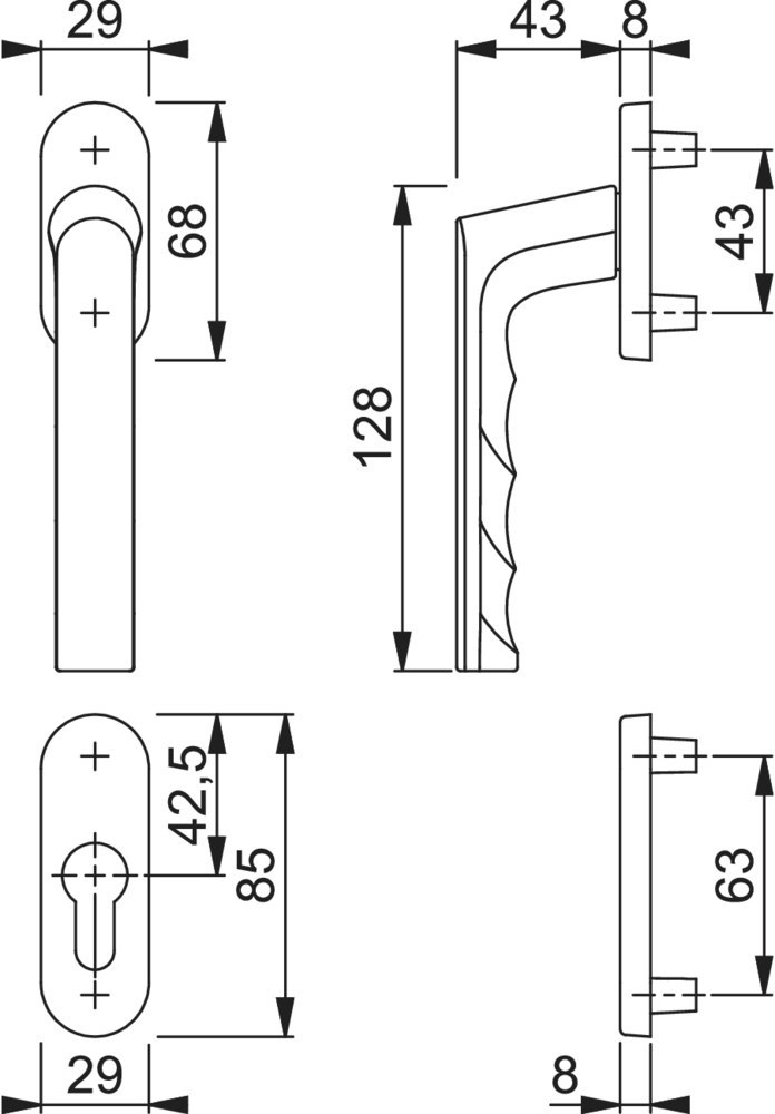 HOPPE® Fenstertürgriff-Halbgarnitur Hamburg 0700FA/66N/66NS, außen, Aluminium, 11751009
