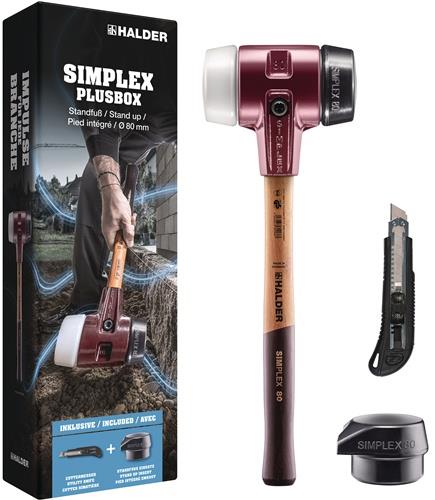 HALDER Schonhammer SIMPLEX-Plusbox Starterkit L.175mm Kopf-D.80mm mittelh.lackiertes HO