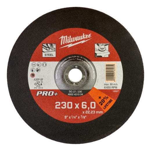 MILWAUKEE SG27 6 mm gekröpft Schruppscheibe PRO+ 230 mm