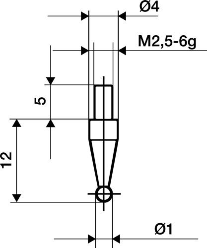 KÄFER Messeins.D.3mm KGL M2,5 STA z.Messuhren KÄFER