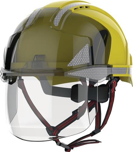 JSP Industriekletterhelm EVO® VISTAshield® Dualswitch™ gelb/rauch ABS