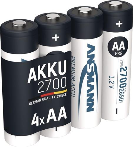 ANSMANN Akkuzelle 1,2 V 2700 mAh R6-AA-Mignon HR6 4 4St./Blister ANSMANN