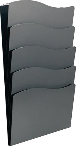 TWINCO Prospekthalter H430xB240xTmm Anz.Fächer 5 DIN A4 Metall schwarz