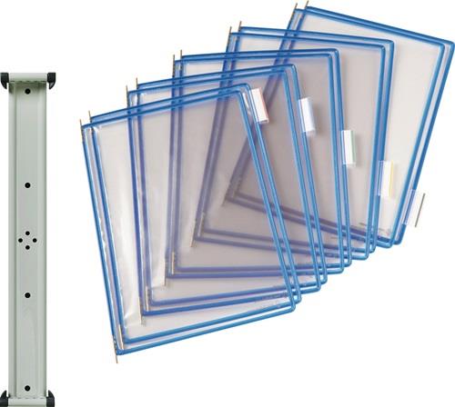 TARIFOLD Wandhalter 10 Sichttafeln blau m.Drahtrahmen,ku.-ummantelt f.DIN A4 TARIFOLD