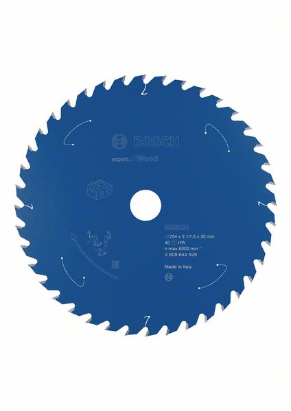 BOSCH Akku-Kreissägeblatt Expert for Wood, 254 x 2,1/1,6 x 30, 40 Zähne