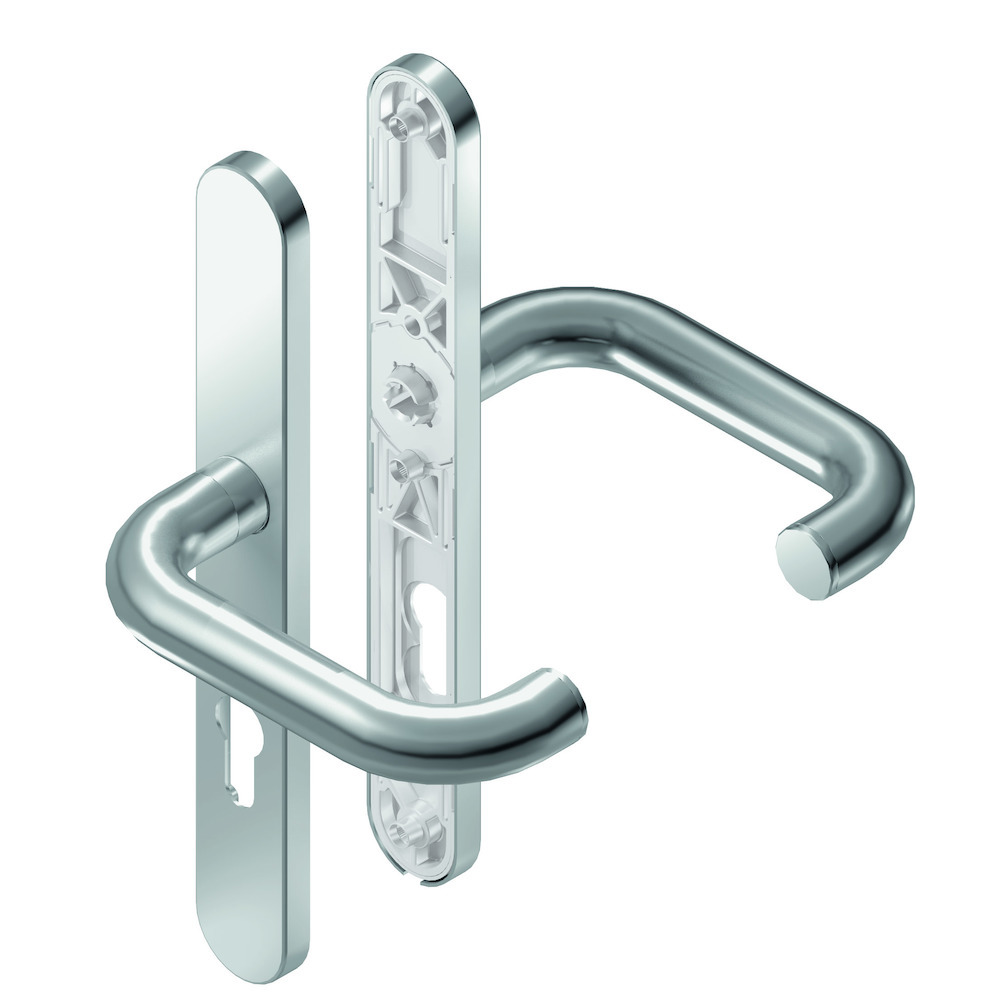 BKS Drückergarnitur RONDO H1.0 mit Langschild B-70040, oval, Edelstahl