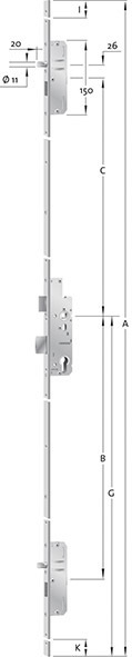 KFV Panik-Mehrfachverriegelung für zweiflügelige Türe selbstverriegelnd GEP EP930BFS2F, 9/72 mm, rund, Edelstahl KFV Panik-Mehrfachverriegelung für zweiflügelige Türe selbstverriegelnd GEP EP930BFS2F, 9/72 mm, rund, Edelstahl