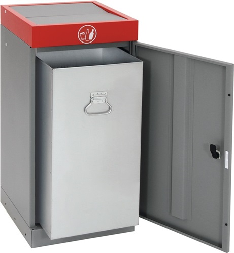 STUMPF Wertstoffsammler 70l H850xB400xT380mm graualu-Struktur feuerrot verzinkter Eins.