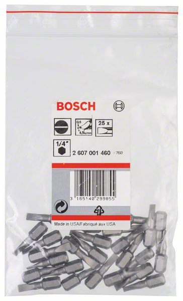 BOSCH Schrauberbit Extra-Hart S 0,6 x 4,5, 25 mm, 25er-Pack