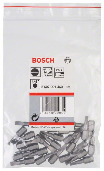 BOSCH Schrauberbit Extra-Hart S 0,6 x 4,5, 25 mm, 25er-Pack