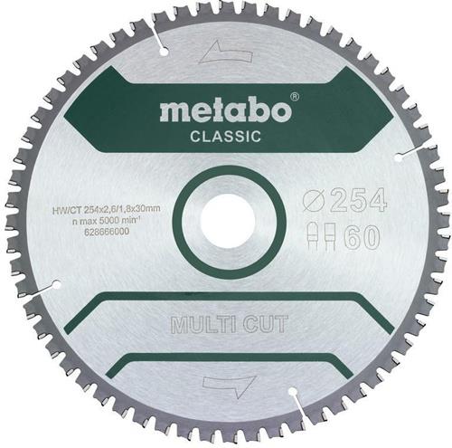 METABO Kreissägeblatt multi cut cut classic D254x2,6/1,8xBohrung30mm Z.60 FZ/TZ 5Gr neg