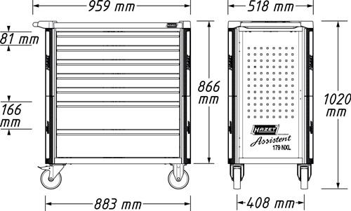 HAZET Werkstattwagen 179NXL-8/440 B1200xT800xH1480mm 1000kg 7 Schubl.440-tlg.HAZET