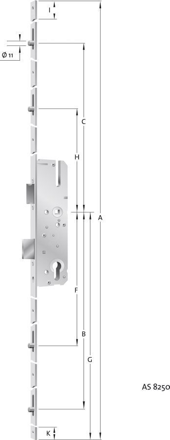 KFV Mehrfachverriegelung MFS AS8250, Flachstulp, R001, Stahl, RR