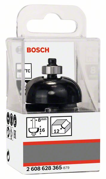 BOSCH Hohlkehlfräser, 8 mm, R1 12 mm, D 36,7 mm, L 16 mm, G 58 mm