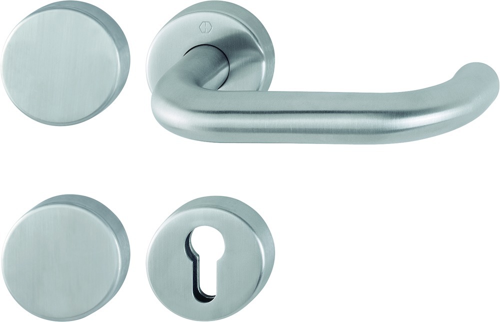 HOPPE® FH Standflügelgarnitur mit Rosetten Paris FS-E138/42H/42HS, Edelstahl HOPPE® FH Standflügelgarnitur mit Rosetten Paris FS-E138/42H/42HS, Edelstahl