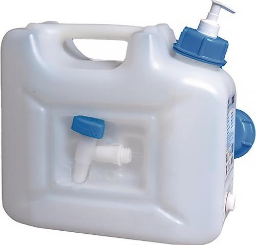 HÜNERSDORFF Wasserkanister 12l HDPE m.Ablasshahn+Pumpspender H310x165xT350mm HÜNERSDORFF