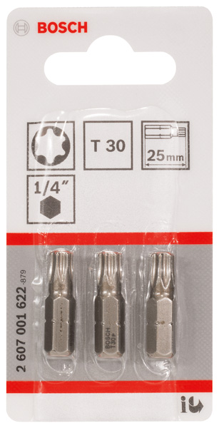 BOSCH Schrauberbit Extra-Hart T30, 25 mm, 3er-Pack