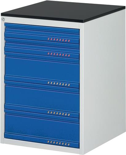 TECWERK Schubladenschrank BK 650 H820xB580xT650mm grau/blau 5 Schubl.Einfach.TECWERK