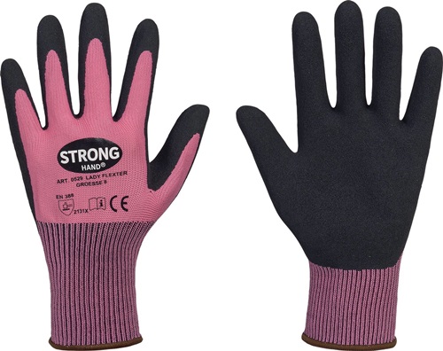 Handschuhe LADY FLEXTER pink/schwarz EN 420/EN 388 PSA II STRONGHAND