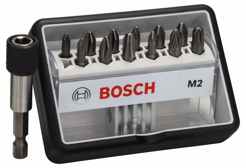 BOSCH Schrauberbit-Set Robust Line M Extra-Hart, 12 + 1-teilig, 25mm, PH, PZ