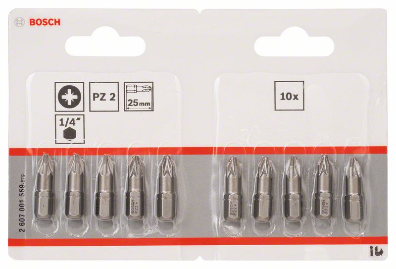 BOSCH Schrauberbit Extra-Hart PZ 2, 25 mm, 10er-Pack, im Blister