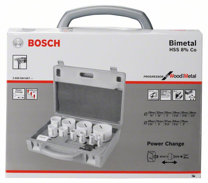 BOSCH Lochsägen-Set, Progressor, 14-teilig, 19 - 57, 64, 76 mm BOSCH Lochsägen-Set, Progressor, 14-teilig, 19 - 57, 64, 76 mm