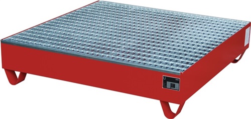 BAUER Auffangwanne feuerrot Auffangvol.216l L1200xB1200xH285mm Stahlbl.m.Gitterrost