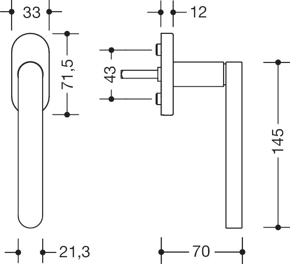 HEWI Fenstergriff 270XAFG.1, Edelstahl, 270XAFG.1
