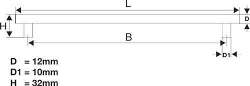 BMB Möbelgriff VA ma 192mm D.12mm verp.im Polybeutel m.Schrauben BMB