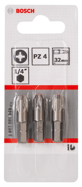 BOSCH Schrauberbit Extra-Hart PZ 4, 32 mm, 3er-Pack