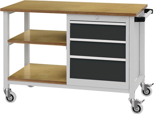 Nordwest Werkbank B1200xT540xH880mm Buche Multiplex lichtgrau/grau 3 Schubl.2x150,1x200mm Nordwest Werkbank B1200xT540xH880mm Buche Multiplex lichtgrau/grau 3 Schubl.2x150,1x200mm