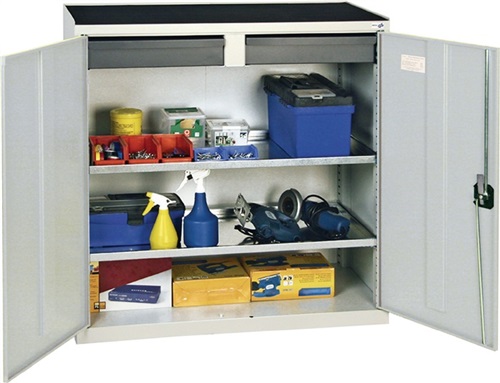 STUMPF Werkzeug-/Beistellschrank H1000xB1000xT500mm 2Schubl.,2Bd.lichtgrau/lichtgrau