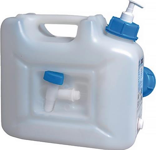 HÜNERSDORFF Wasserkanister 12l HDPE m.Ablasshahn+Pumpspender H310x165xT350mm HÜNERSDORFF