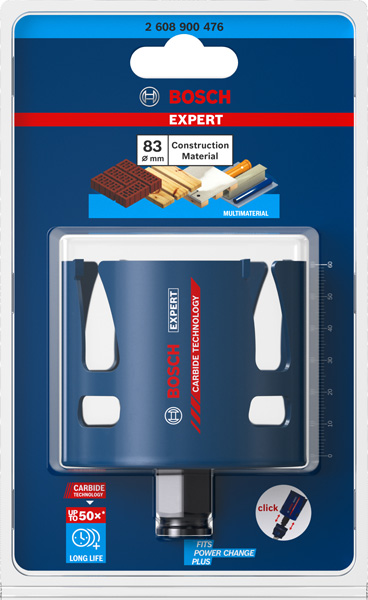 BOSCH EXPERT Construction Material Lochsäge, 83 x 60 mm. Für Dreh- und Schlagbohrer