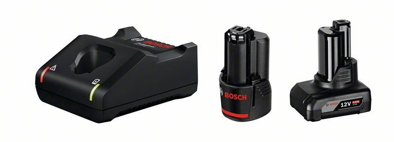 BOSCH Akku Starter-Set: 1 x GBA 12 Volt, 2.0 Ah, 1 x GBA 12 Volt, 4.0 Ah, GAL 12V-40