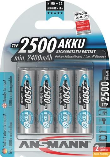 ANSMANN Akkuzelle maxE 1,2 V 2500 mAh R6-AA-Mignon HR6 4 4St./Blister ANSMANN