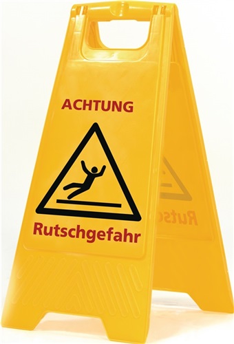 SPRINTUS Warnschild Achtung Rutschgefahr Schriftzug B 300xH 570mm signalgelb/schwarz/rot