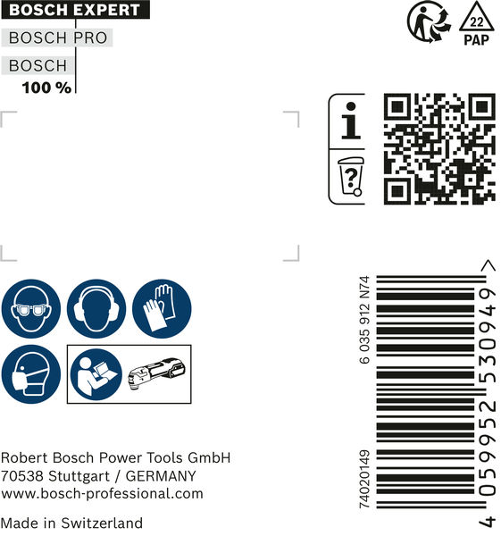 BOSCH EXPERT 3 max AVZ 70 RT4 Platte zum Entfernen von Fugen für Multifunktionswerkzeuge, 70 mm, 10 Stück. Für oszillierende Multifunktionswerkzeuge