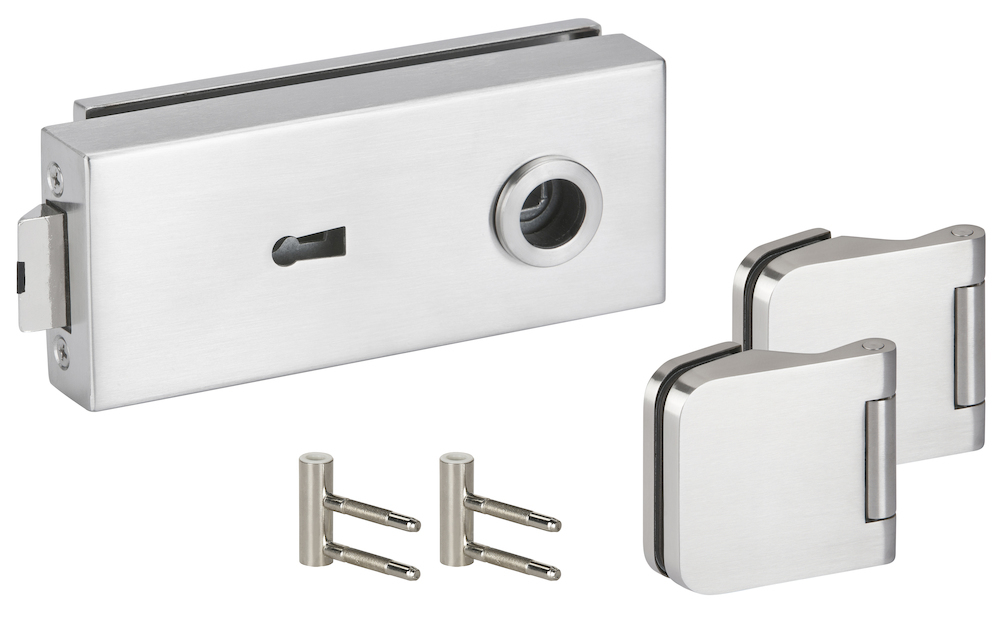 HERMAT Ganzglastürschloss-Set BASIC SQUARE 6772L/6315.P/HZ, Edelstahl