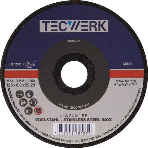 TECWERK Schruppscheibe INOX D125xS6mm gekr.INOX Bohr.22,23mm TECWERK