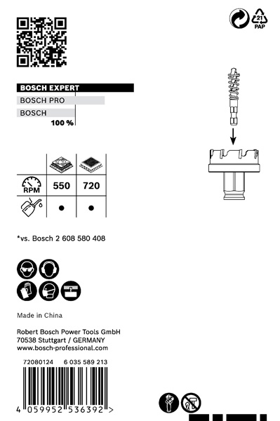 BOSCH EXPERT Sheet Metal Lochsäge, 22 × 5 mm. Für Dreh- und Schlagbohrer