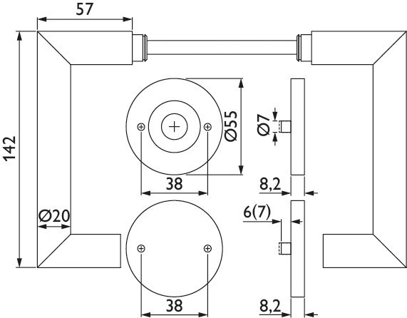 HERMAT FH Drückergarnitur mit Rosetten BASIC 08 1808.FS/2073.M, Edelstahl