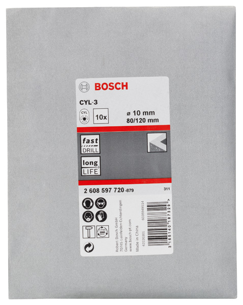 BOSCH Betonbohrer CYL-3, 10 x 80 x 120 mm, d 9 mm, 10er-Pack