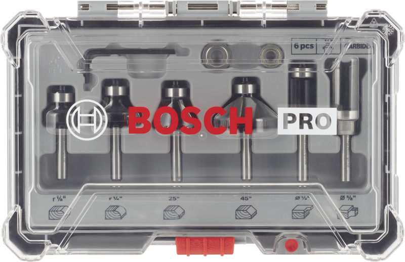 BOSCH Rand- und Kantenfräser-Set, 1/4 Zoll-Schaft, 6-teilig