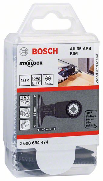 BOSCH BIM Tauchsägeblatt AII 65 APB, Wood and Metal, 40 x 65 mm, 10er-Pack