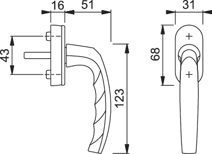 HOPPE® Fenstergriff Atlanta 0530/US952, VarioFit, N10, mit Schrauben, Aluminium, 10760935