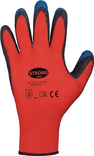 STRONGHAND Handschuhe Tip Grip Gr.9 rot/schwarz/blau EN 388 PSA II STRONGHAND