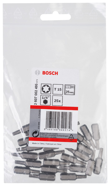 BOSCH Schrauberbit Extra-Hart T15, 25 mm, 25er-Pack